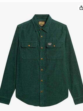 Superdry Mens Trailsman Corduroy Shirt Pine Green Size Small